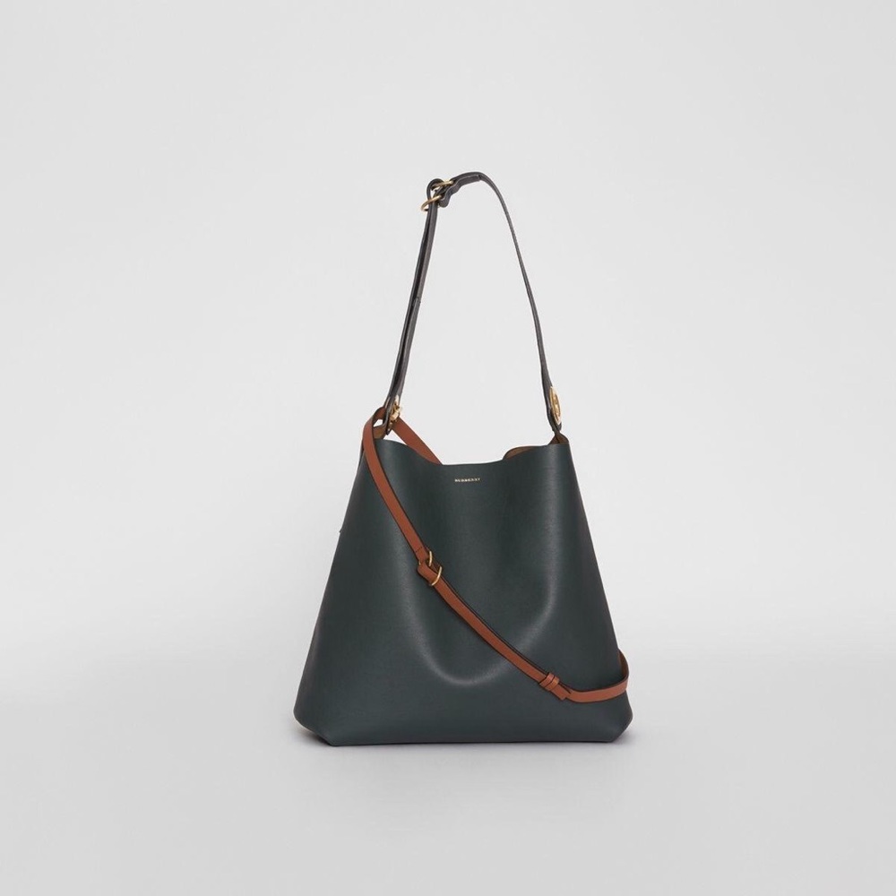 BURBERRY Leather Grommet Eyelet Hobo Bag
